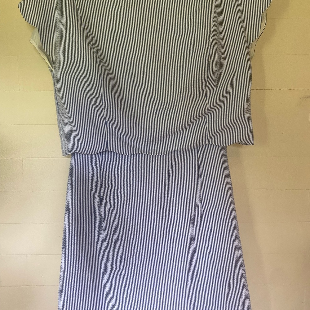 Lauren James Navy and White Pinstripe dress